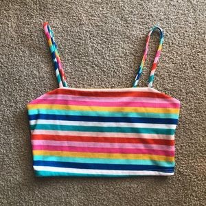 FOREVER 21 rainbow striped crop top